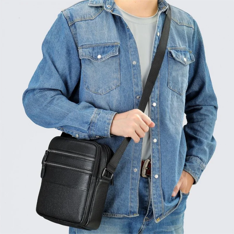 

Top-layer cowhide simple and versatile square bag for men, crossbody leather bag, top-layer cowhide men's bag, genuine leather m