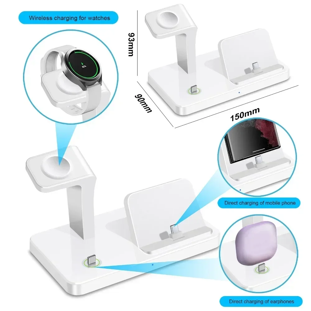 3-in-1 Kabelloses Ladegerät für Samsung S25 S24 S23 für Galaxy Watch 8 7 6 5 Pro 4 3 Buds 3 Duale Typ-C-Anschlüsse Schnelle Ladestation – Detail 11