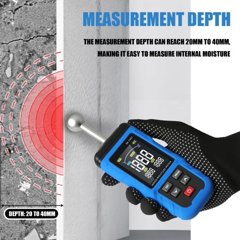 Pinless Moisture Meter with Display for Wood Wallboard Brick and Masonry Review, Rounded Head, Rechargeable Power M4YD