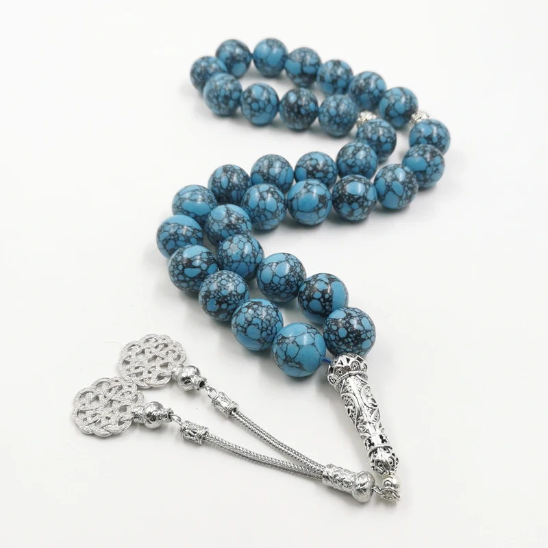 

Big Tasbih Natural Mongolian turquoise 33 prayer bead Blue misbaha ramadan eid gift