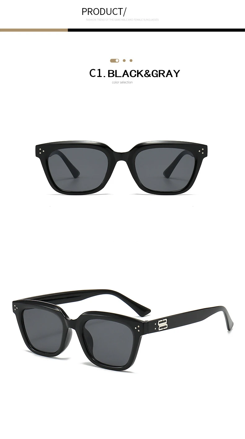 Retro Quadratische Sonnenbrille Frauen Mode Marke Designer Weibliche Shades UV400 Männer Trend Nieten Punk Sonnenbrille – Detail 4