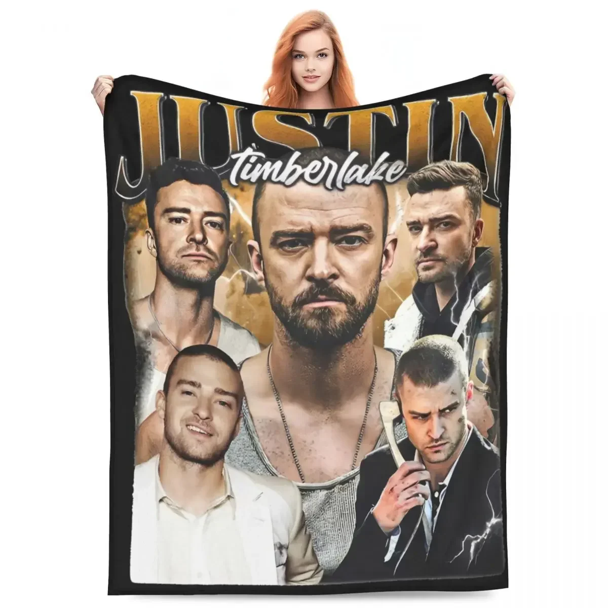 

Vintage Justin Timberlake Bootleg Blanket Flannel Textile Decor Cool Singer Tour Relax Throw Blankets for Bed Outdoor Bedspread