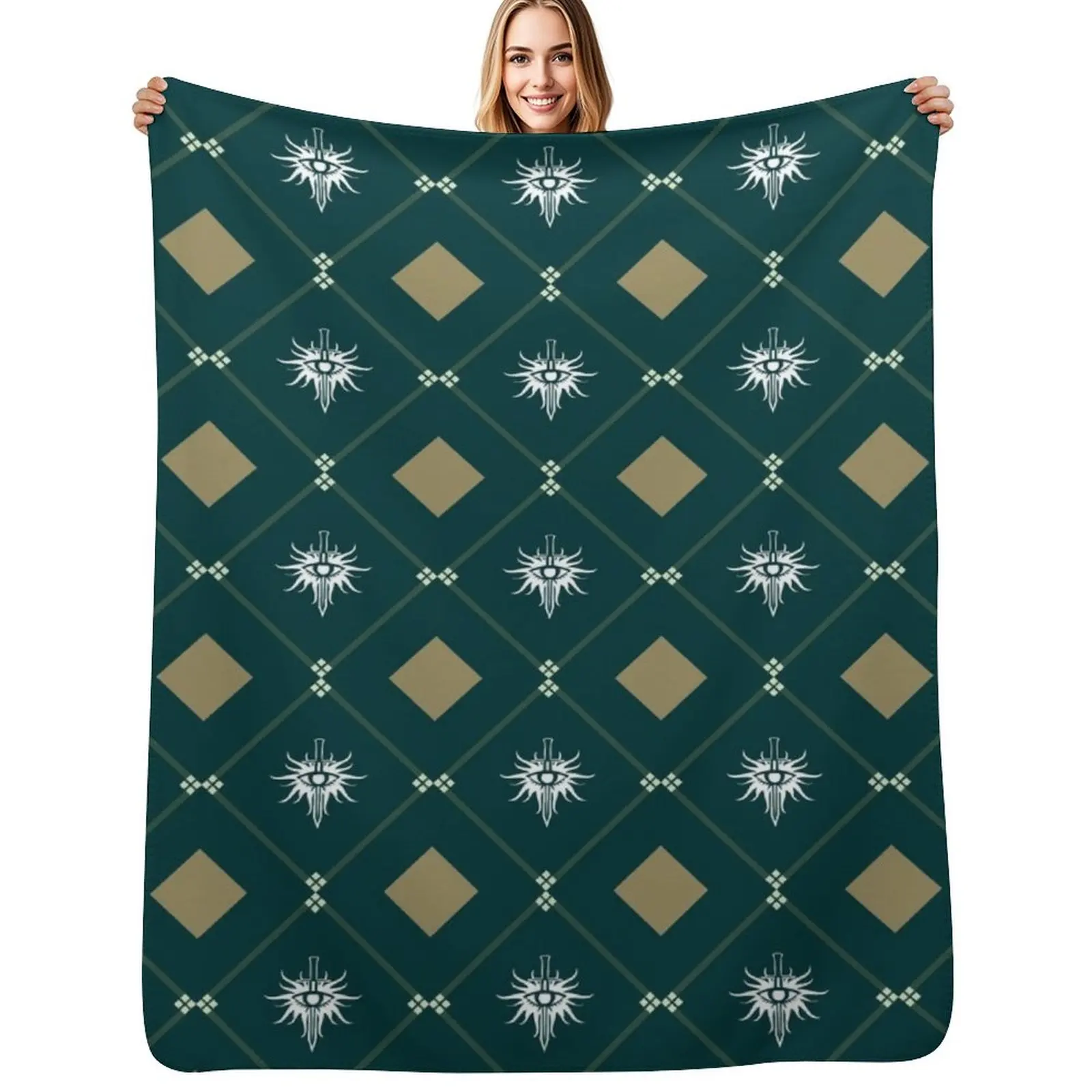Inquisition Textile - Dragon Age Geometric Art Throw Blanket Soft Breathable Blanket for Night Sleeping