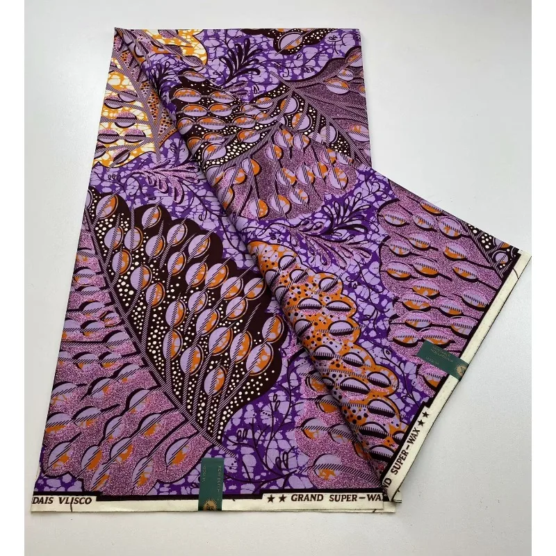 Nuovo tessuto africano con stampa a cera Ankara Kitenge Pagne Perizoma Batik All'ingrosso Golden Glitter Grand 100 Materiale di cotone per cucire 6yar