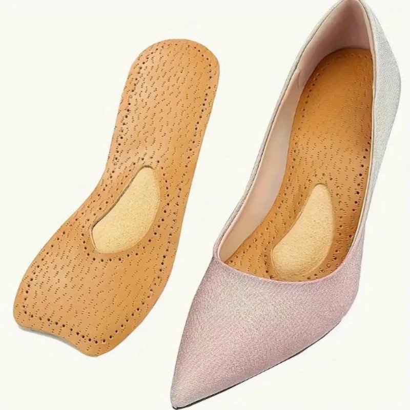 Leather Insole Anti-slip Breathable Sweat Absorbent Insole Suitable for Women Sandal High Heel Sneaker Attached to Sticker Pad