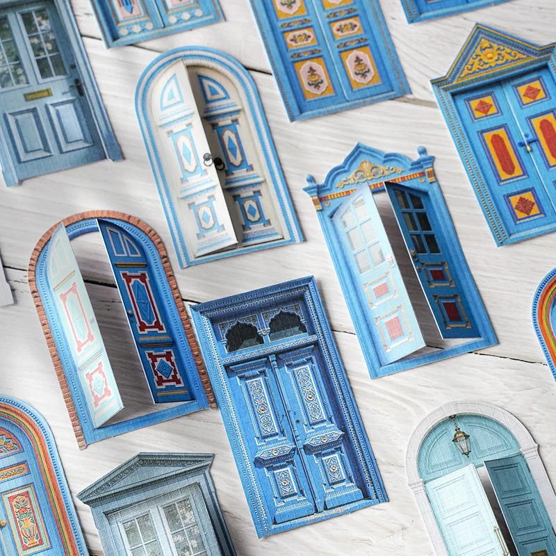 20 Pcs Vintage Creative Door and Window Theme Stickers pack Decorative Scrapbooking Diary Album hand made junk journal supplies