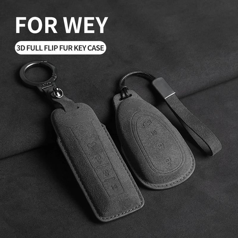 

Suede Car Key Case Cover For Great Wall GWM WEY Coffee01 Coffee02 WEY-X WEY-S WEY-GT VV7 GT Key Protector Keychain Accessories