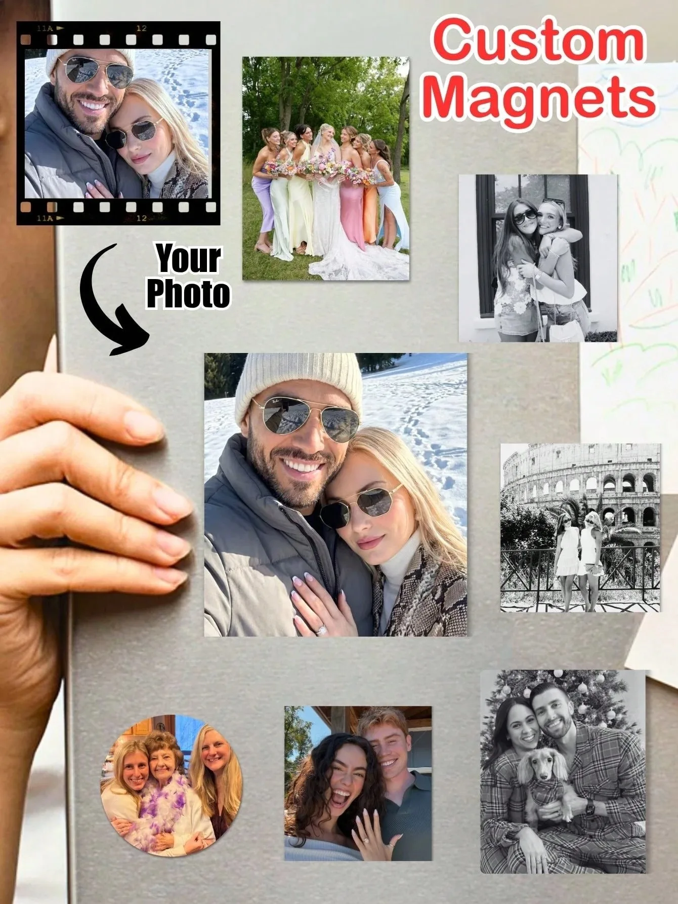 Custom Acrylic Photo Fridge Magnets - Personalized Image Magnets And DIY Photo Magnets; Perfect As Special Gifts For Weddings
