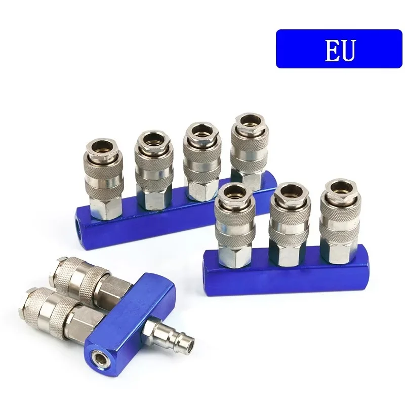 Compressor Pneumatic Fitting Pump Tool Coupler Manifold Multi Splitter EU/JP style Air Gas Distributor for 1/4 Quick Connector