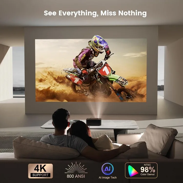 [Netflix-Licensado/Dolby Audio]Proyector para exteriores 4K con Wifi 6 y Bluetooth,Proyector portátil 800ANSI Native 1080P