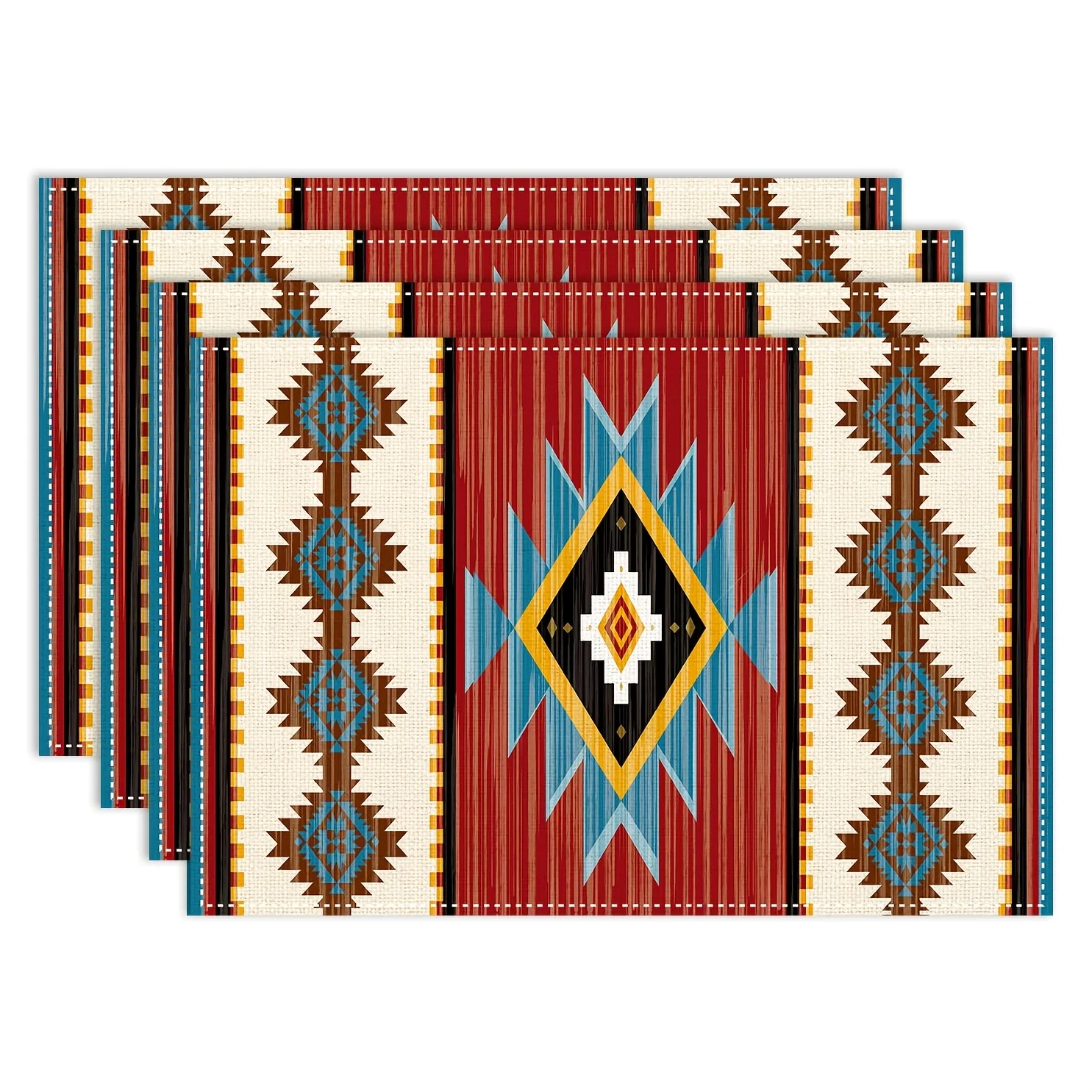 Southwestern Aztec Geometric Placemats Rustic Farmhouse Table Setup Indoor Banquet Holiday Family Dinners Table Decor Gifts