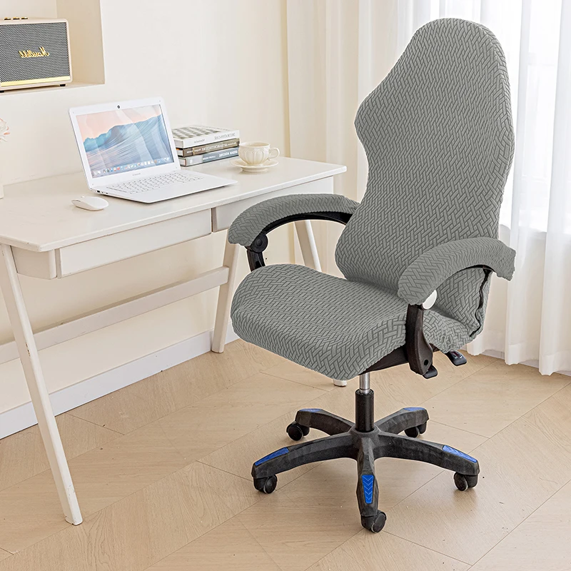 Solid Color Computer Gaming Chair Cover Soft Elastic Jacquard Armchair Slipcovers Stretch Rotating Lift Computer Chair Covers