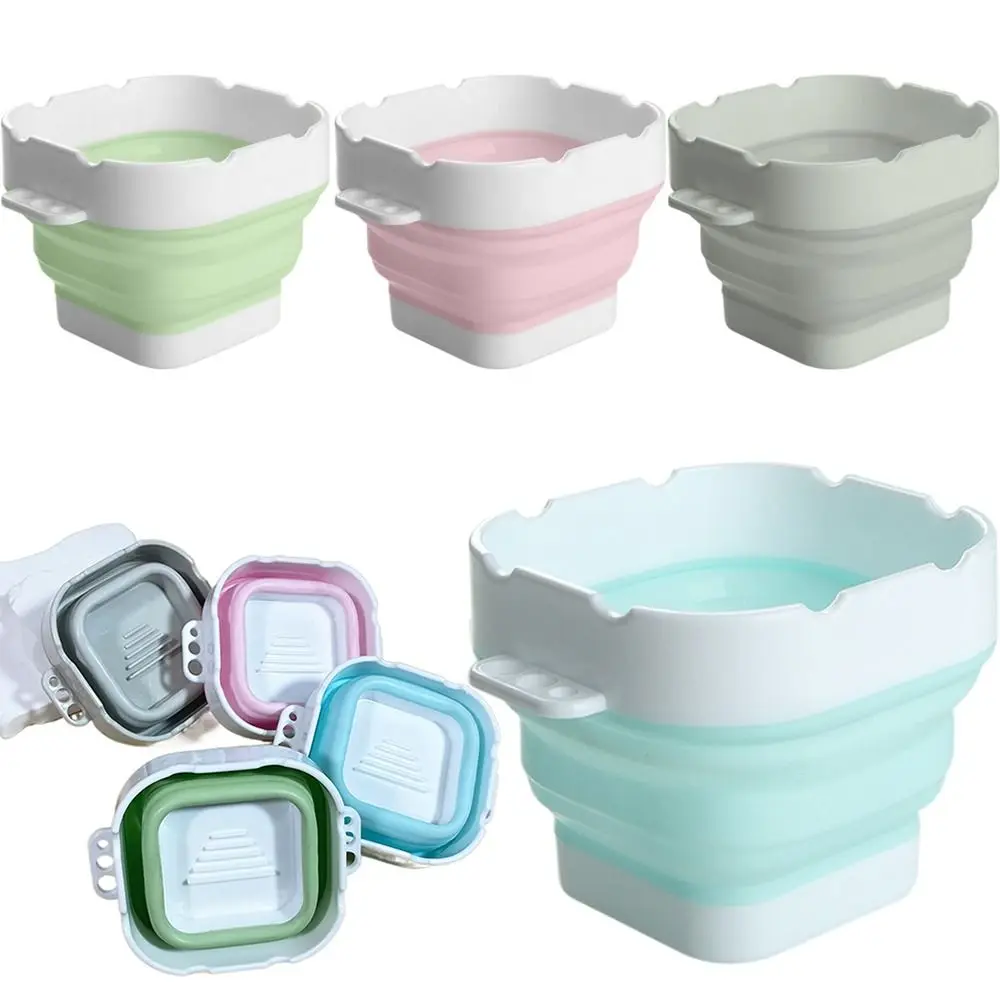 

Morandi Color Mini Paint Bucket Collapsible Portable Folding Washing Basin Brush Holder Reusable Pen Brush Washer Art Supply