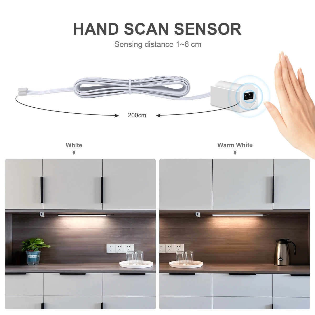 1-6Pcs Motion Sensor LED Lights Hand Sweep Under Cabinet Kitchen Light Aluminum Bar Lamp Wardrobe Shelf Closet Bathroom Decor