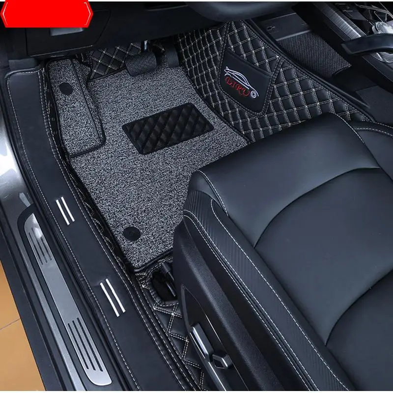 

For Geely Atlas Pro Azkarra 2020 2021 2022 Car Floor Mats Double Layer PU Leather Foot Pad Interior Floorliner Auto Accessories
