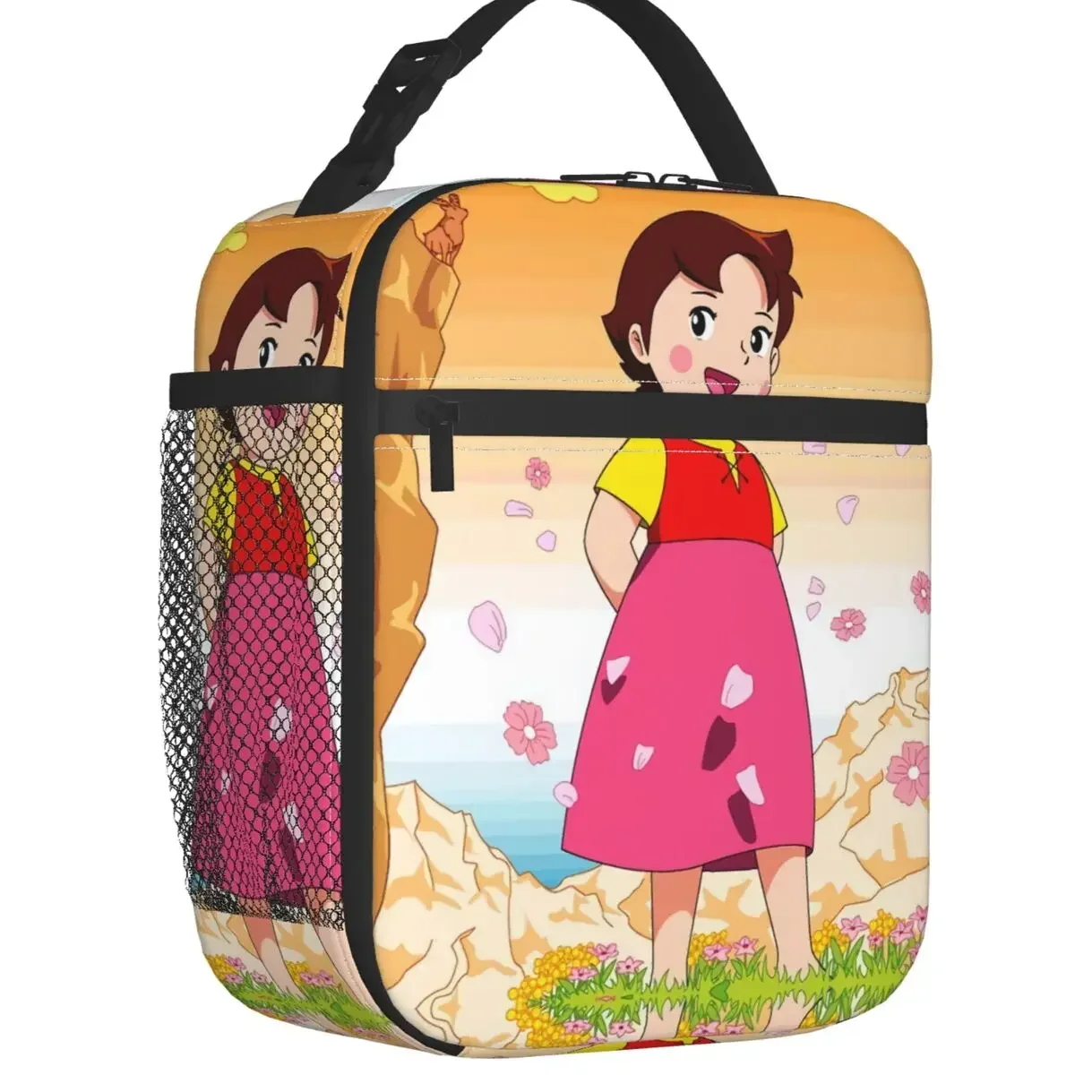 Heidi In Flowers Resuable Lunch Box Multifunction Alps Mountain Girl Anime Cooler Thermal Food Insulated Lunch Bag Office Work