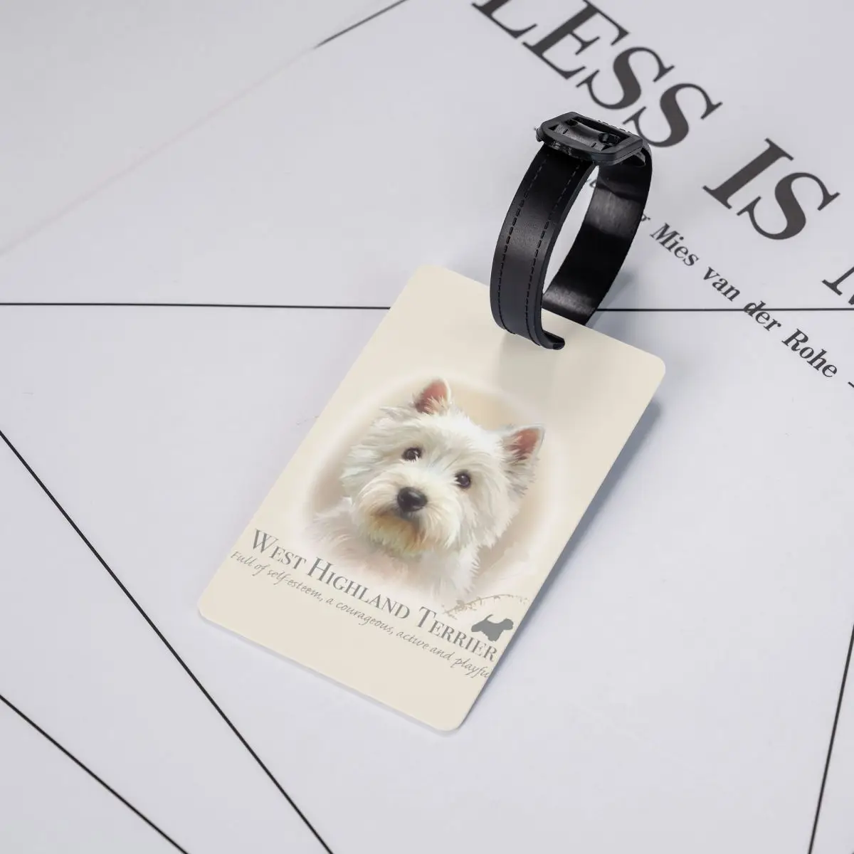 Etichetta per bagagli personalizzata Westie per valigia da viaggio West Highland White Terrier Dog Privacy Cover nome ID Card