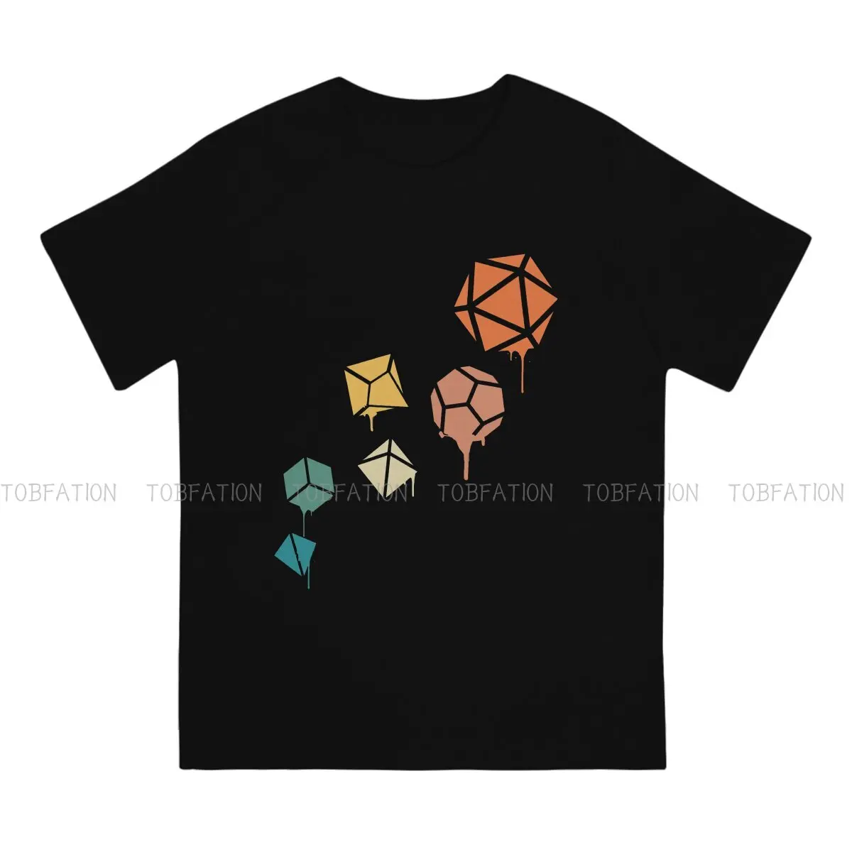 Spiral Dripping Paint Polyhedral Dice Set Tabletop RPG Addict Round Collar TShirt DnD Polyester Basic T Shirt Men Clothes