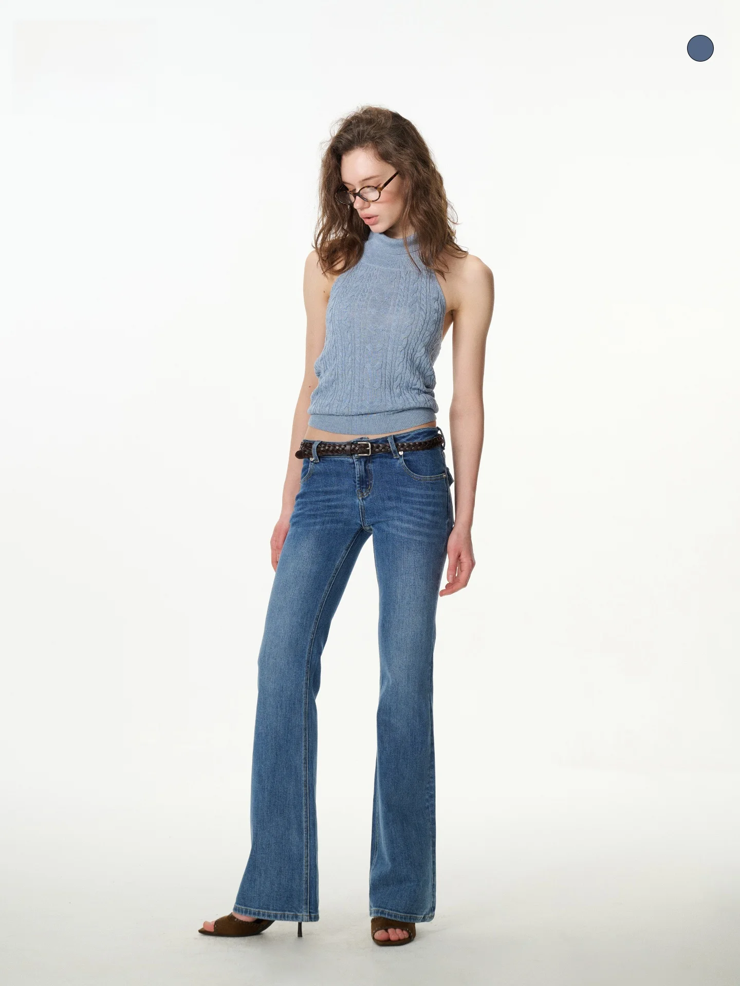 

Low Waist Bell Bottom Denim Jeans Women's High Elasticity Washed Blue Slimming High Waist Spring 2026 New Style LEIYU LABS