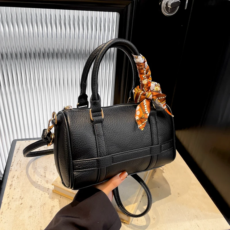 วินเทจหนังPUบอสตันC Rossbodyกระเป๋าผู้หญิงริบบิ้นตกแต่งกระเป๋าถือขนาดเล็กออกแบบแฟชั่นหญิงสบายๆกระเป๋าเดินทางไหล่