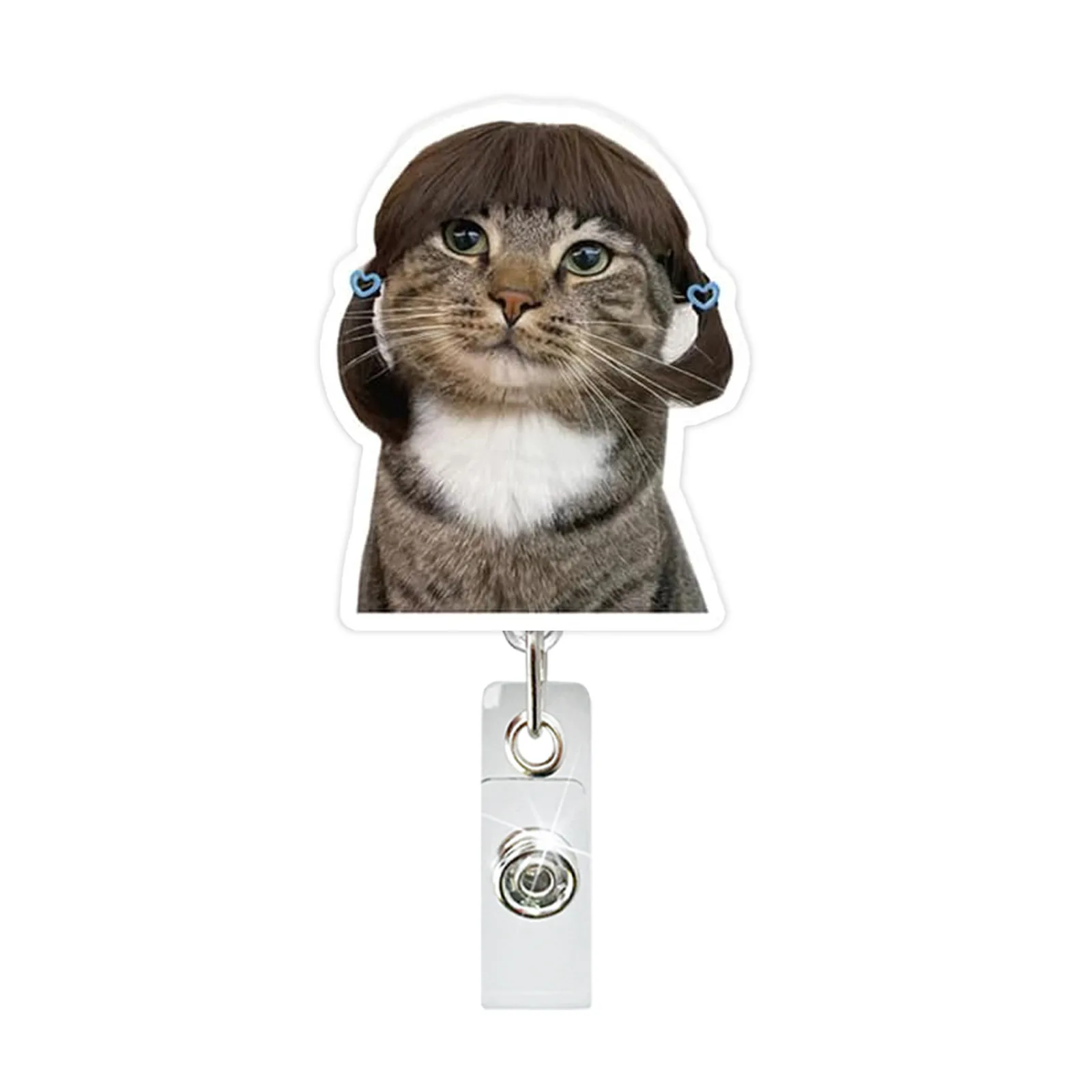 1 Stuks Grappige Kat Uitdrukking Intrekbare Ziekenhuis Verpleegkundige Badge Houder Reel Leuke Cartoon Miauw Id Tag Werk Kaarthouder sleutelhangers
