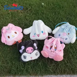 Sanrio Kuromi My Melody Plush Bag Cute Cinnamoroll Travel Storage Bags Mini Pochacco Pompom Purin Children Makeup Drawstring Bag