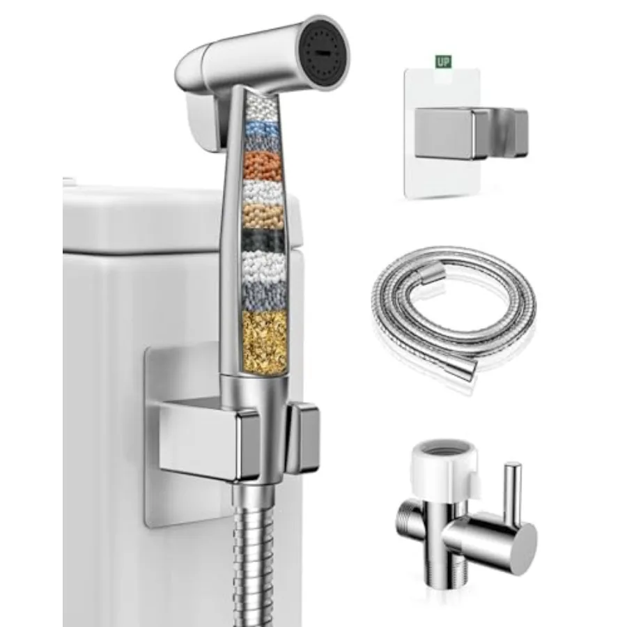 

Ручной бидетный распылитель для унитаза с фильтром для воды, стальной струйный распылитель для унитаза с регулируемым давлением, 47-дюймовый герметичный шланг