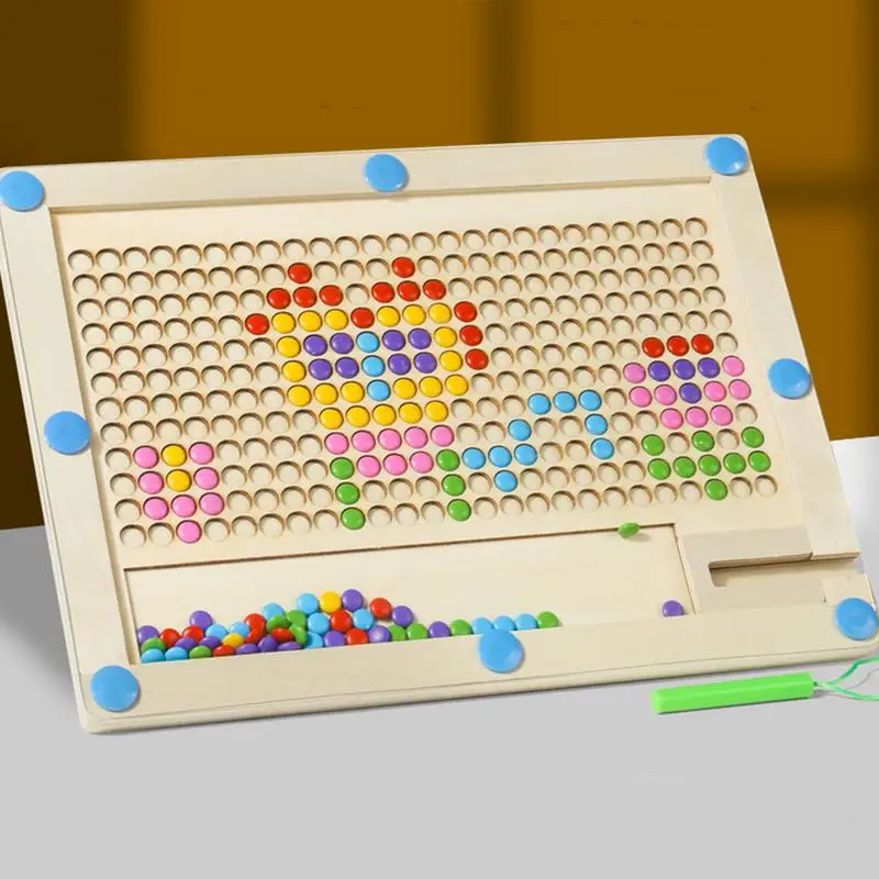 لوحة رسم خشبية مع خرز مغناطيسي للأطفال الصغار لوحة فنية تعليمية مبكرة ألعاب السفر هدايا للأطفال