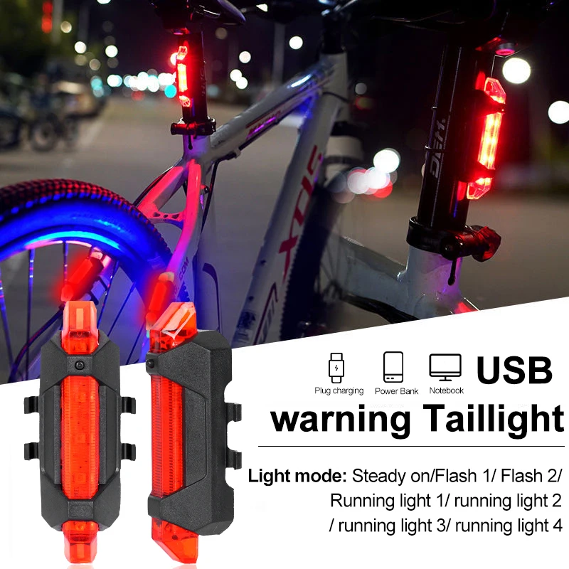 USB Rechargeable Bike Light Taillight Easy to Install 3 Modes Bicycle Light Accessories for the Bicycle