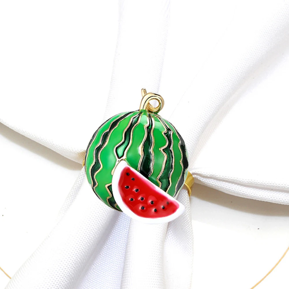 

6 шт., кольца для салфеток с арбузом, летний декор, принадлежности для фруктов из сплава, праздничная посуда, тропическая, гавайская, праздничная