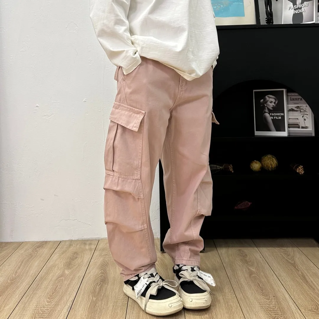 

Мужские джинсы из хлопка для ранней осени, свободного кроя, с пуговицами, средней посадкой, повседневные, удобные, в стиле рабочей одежды