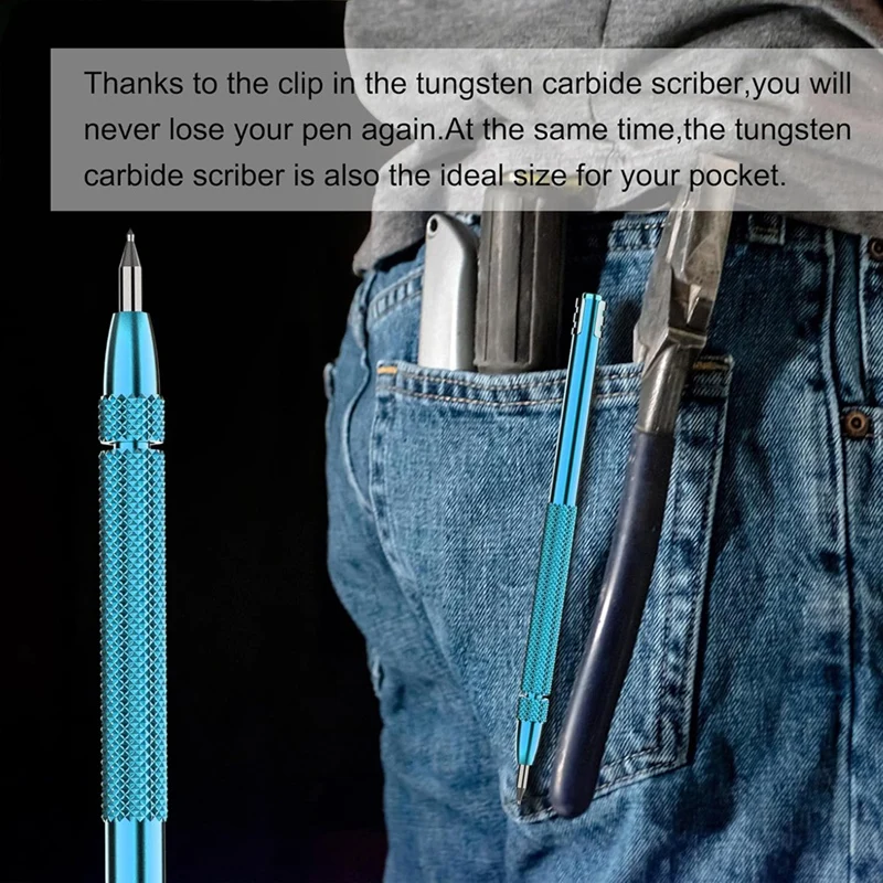 A81M New Color Tungsten Carbide Scriber With Magnet,A Ruler,With Extra 21Replacement Marking Tip,For Glass/Ceramics/Metal Sheet