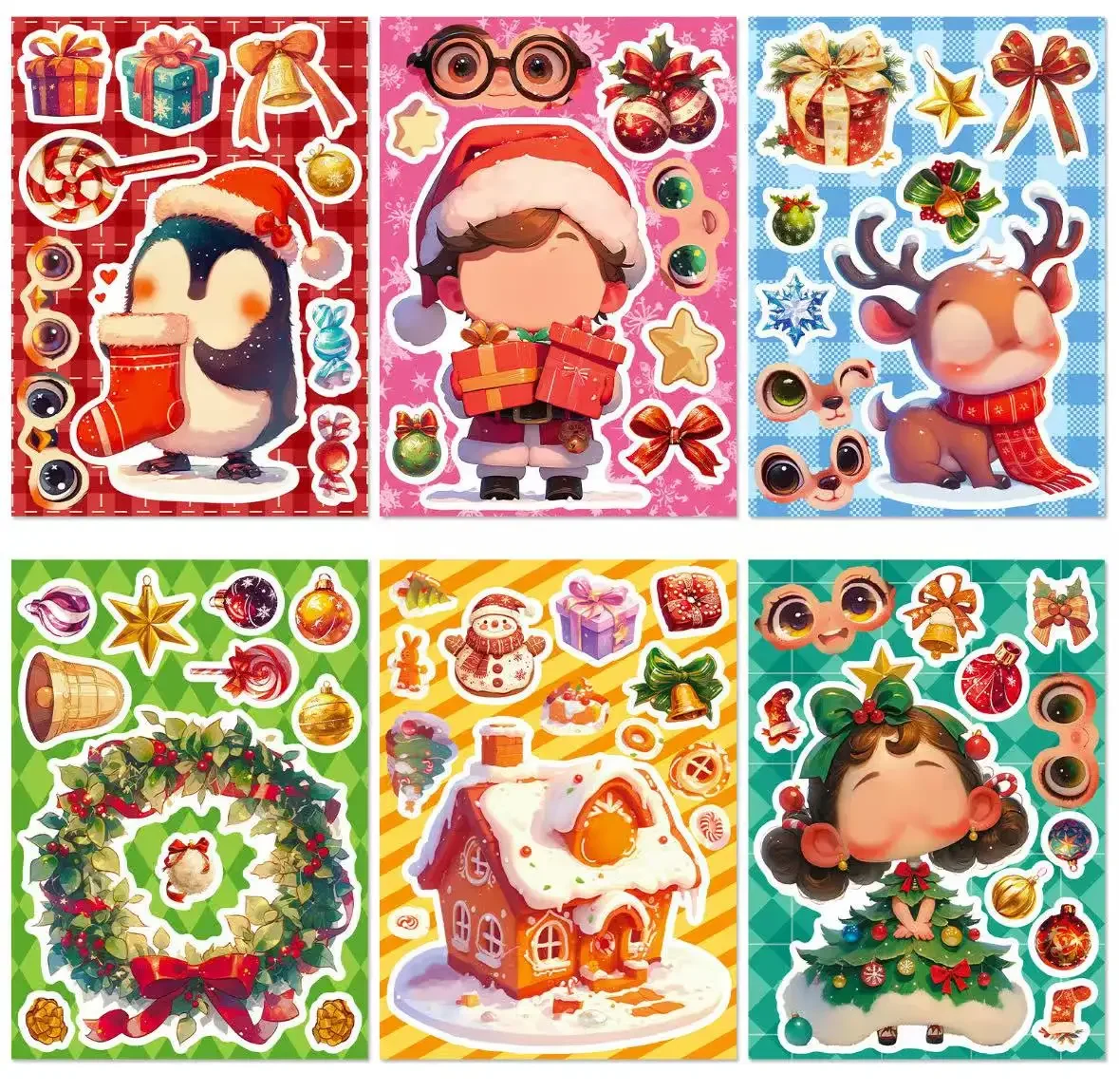 

Christmas Puzzle Stickers – Create Your Own Santa Claus Face: Ideal for Children's Party Decorations and as a Christmas Gift