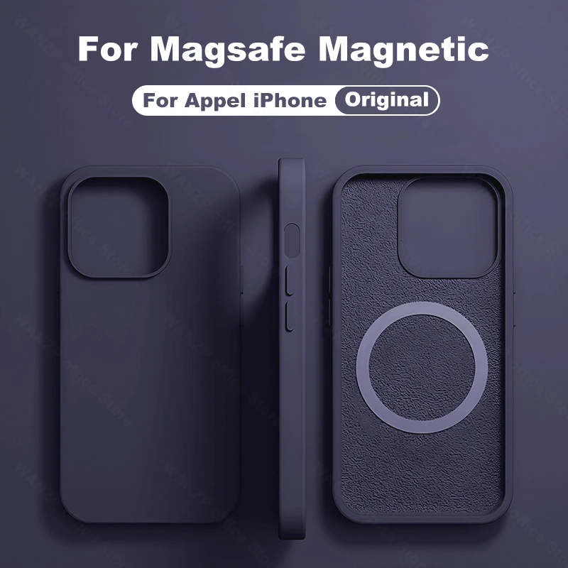 Original Liquid silicone For Magsafe Magnetic Phone Case For Apple iPhone 15 14 13 12 11 Pro Max 15 Plus Wireless Charging Cover