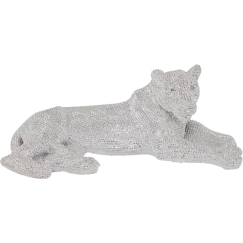 

Deco 79 Polystone Leopard Decorative Sculpture Floor Home Decor Statue Accent Figurine 39" x 19" x 14", Silver