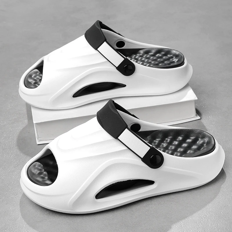 

2025 мужские шлепанцы из кокосового волокна, противоскользящие тапочки на толстой подошве и пляжные сандалии, шлепанцы для вождения 2-в-1, сабо с облачной подушкой