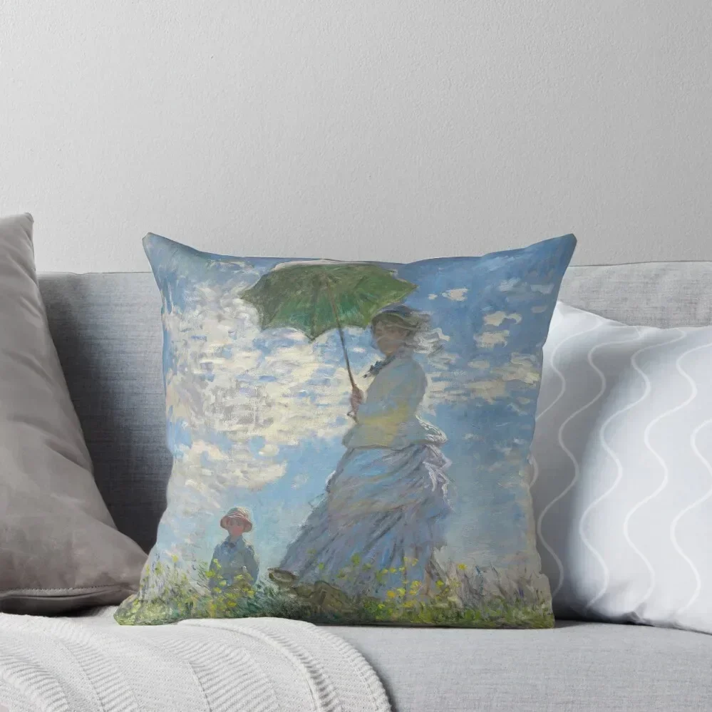 HD. Woman with a Parasol, by Claude Monet. HIGH DEFINITION Throw Pillow Pillow Decor Sofa Cover Christmas Pillow Cases