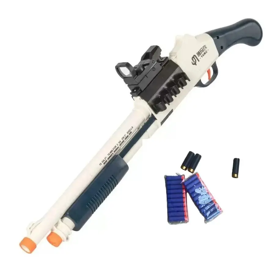 

Shell Ejecting M870 Soft Bullet Blue White Realistic CS Field Game Toy Gun Safe EVA Ammo Simulation Blaster for Boys Kids Ou