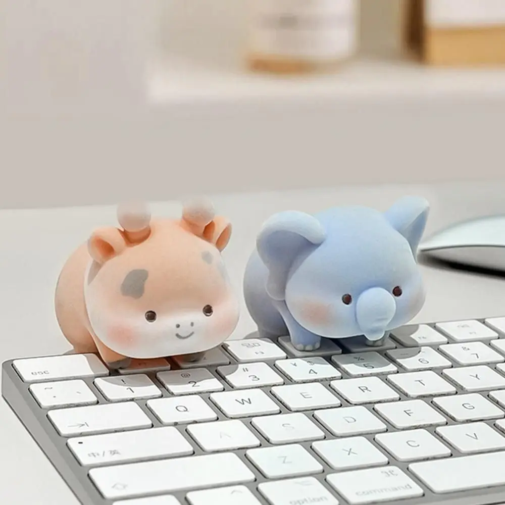 Flocking Computer Monitor Decoration Desk Ornament Computer Display Screen Animal Model Panda Dog Elephant Center Console Doll