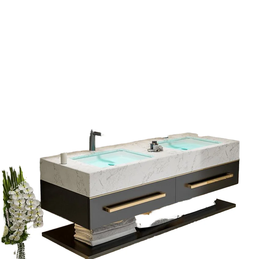 

Luxury Modern Bathroom Vanity Cabinet LED Mirror High Quality Wall Mounted for Villas Hot Sale Plywood MDF Wood Steel