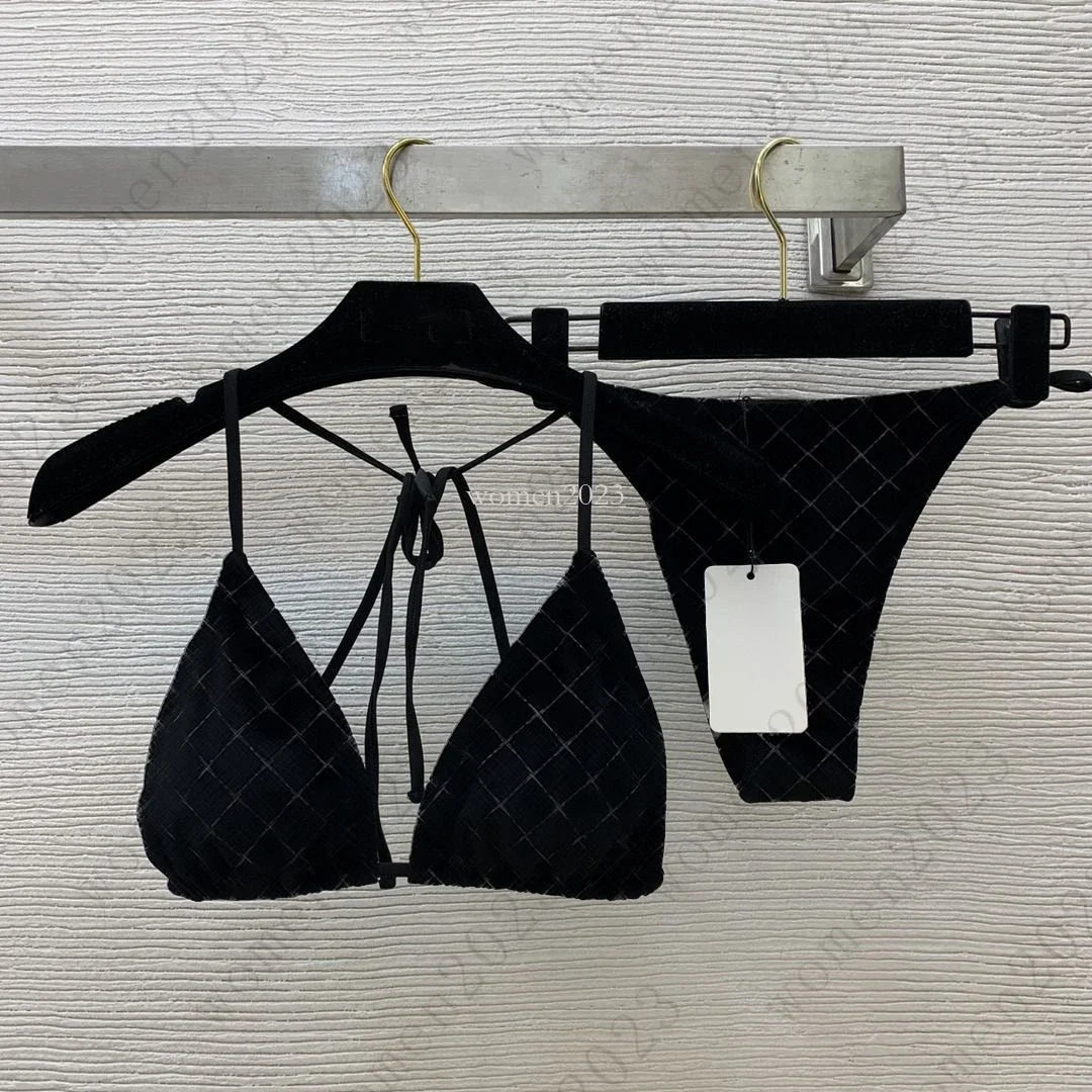 2025 Summer New Women's Simple and Sexy Hanging Neck Strap Adjustable Split Bikini
