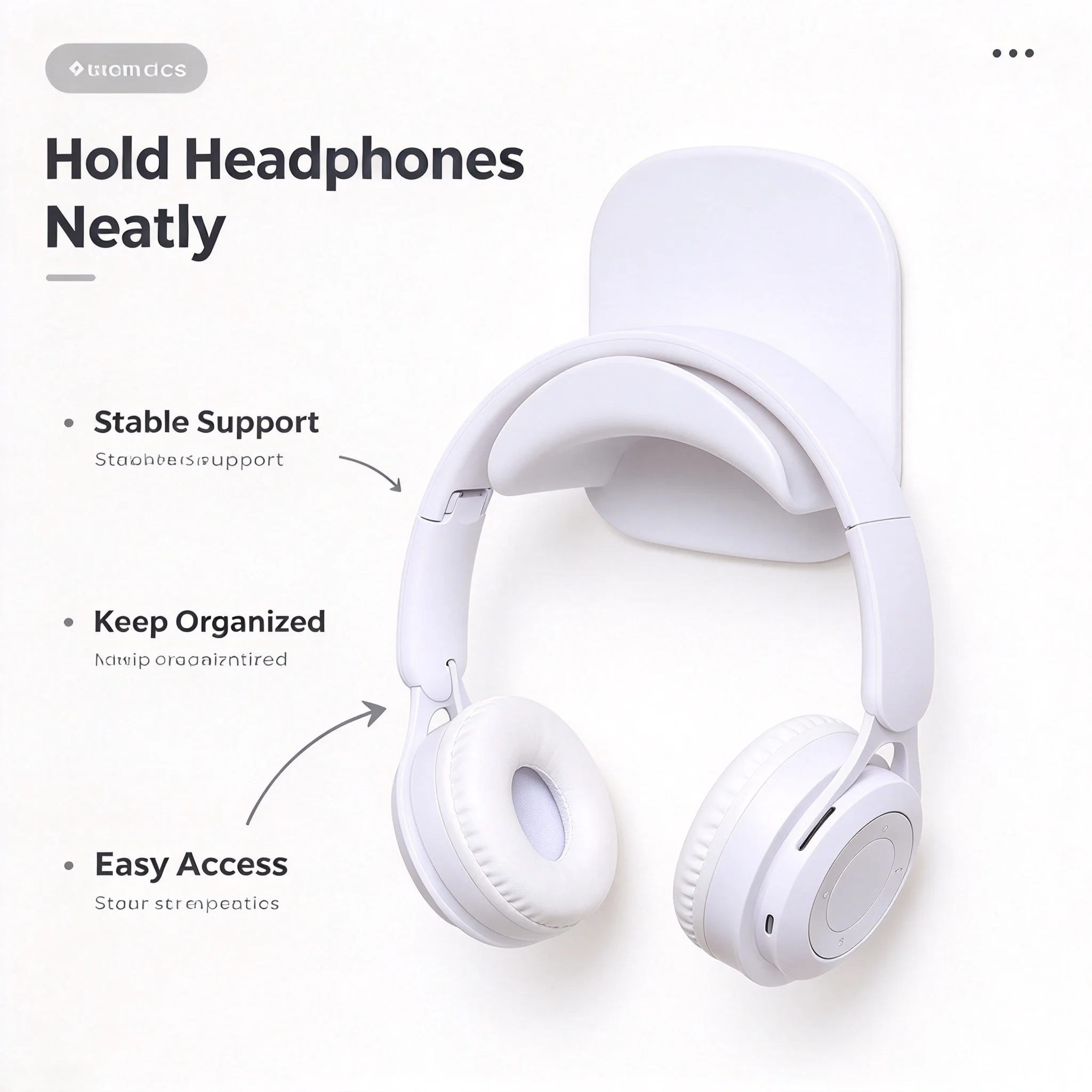 No Drill Headphone Hook Self Adhesive Plastic Curved Hanger For Office Users Store Over Ear Headset