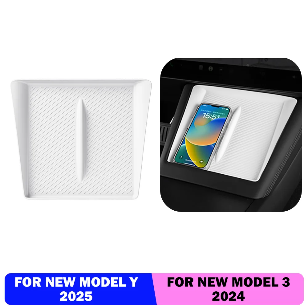 

For TESLA Model Y Launch 2025 Model 3 2024 Highland Wireless Charging Silicone Pad Cover Center Control Bottom Mat