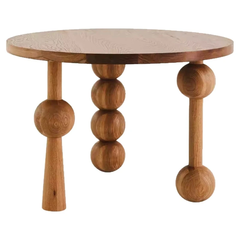 

All solid wood round table log color household small apartment dining table personalized dining table modern simple