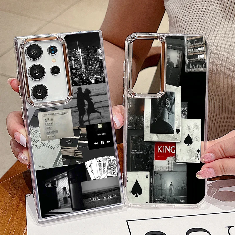 Plating Lens Spliced Pictures Case For Samsung Galaxy A55 A54 A35 A25 A15 5G A33 A14 A34 A52 A53 S20 S21 FE S22 S23 S24 Ultra