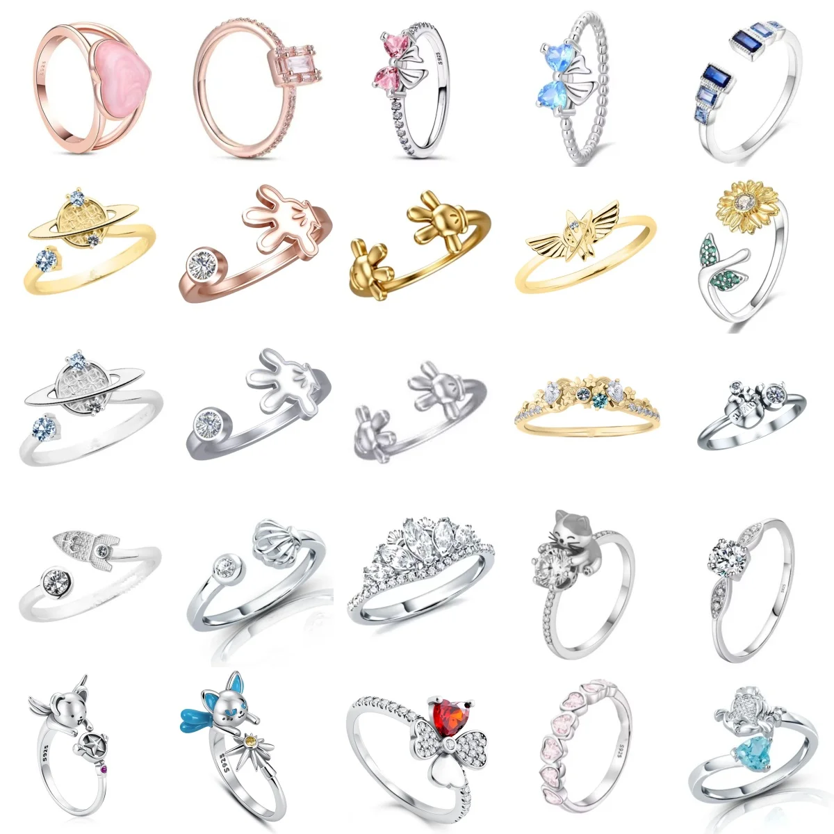 2026 New 925 Silver Ring Zircon Shell Honey Jar Bow Ring Original S925 Finger Wedding Ring DIY Women's High Jewelry Gift