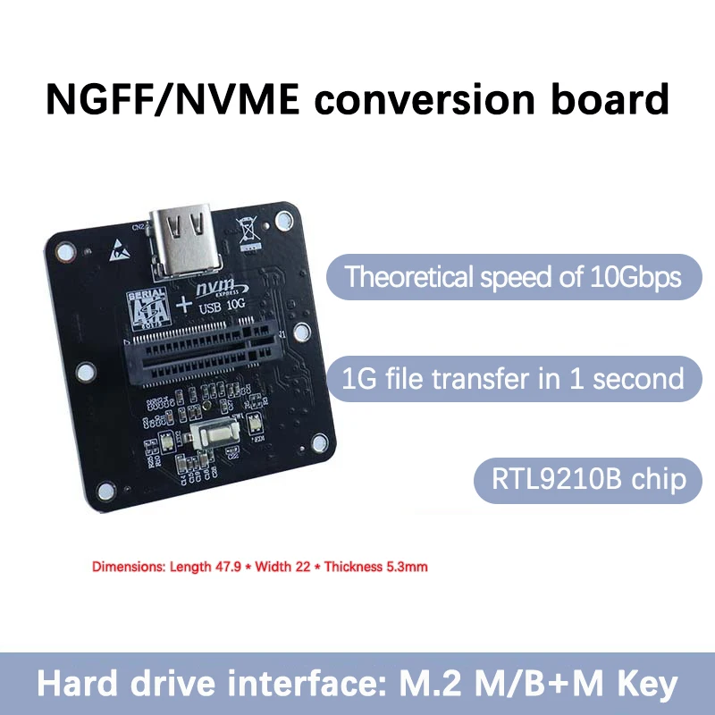 UTHAI U080 RTL9210B Dual Protocol M.2 NVMe/NGFF Hard Disk Box Adapter Type-C USB3.1 10Gbps Adapter Card