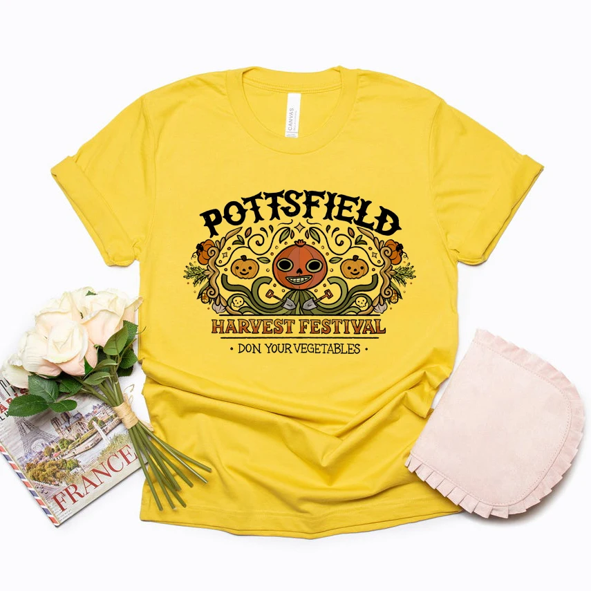 Pottsfield Harvest Festival T-shirt Over The Garden Wall Tshirt Pumpkin Halloween Tees Don Your Vegetables Vintage Graphic Tee