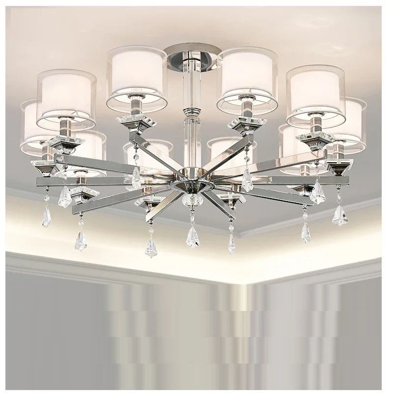 

LED Ceiling Chandelier Lighting Modern Chrome Lamp Luxury for Living room bedroom 110v-220v Chandelier Lamp PVC Shade