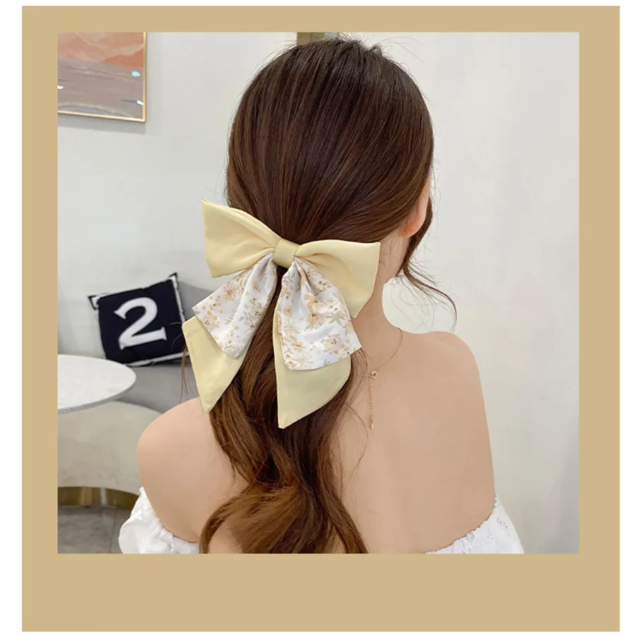 Elegant Bow Ribbon Hair Clip Fashion Simple sweet Satin Spring Clip Hair Pin Retro Headband with Clips Girls Hair Accessories